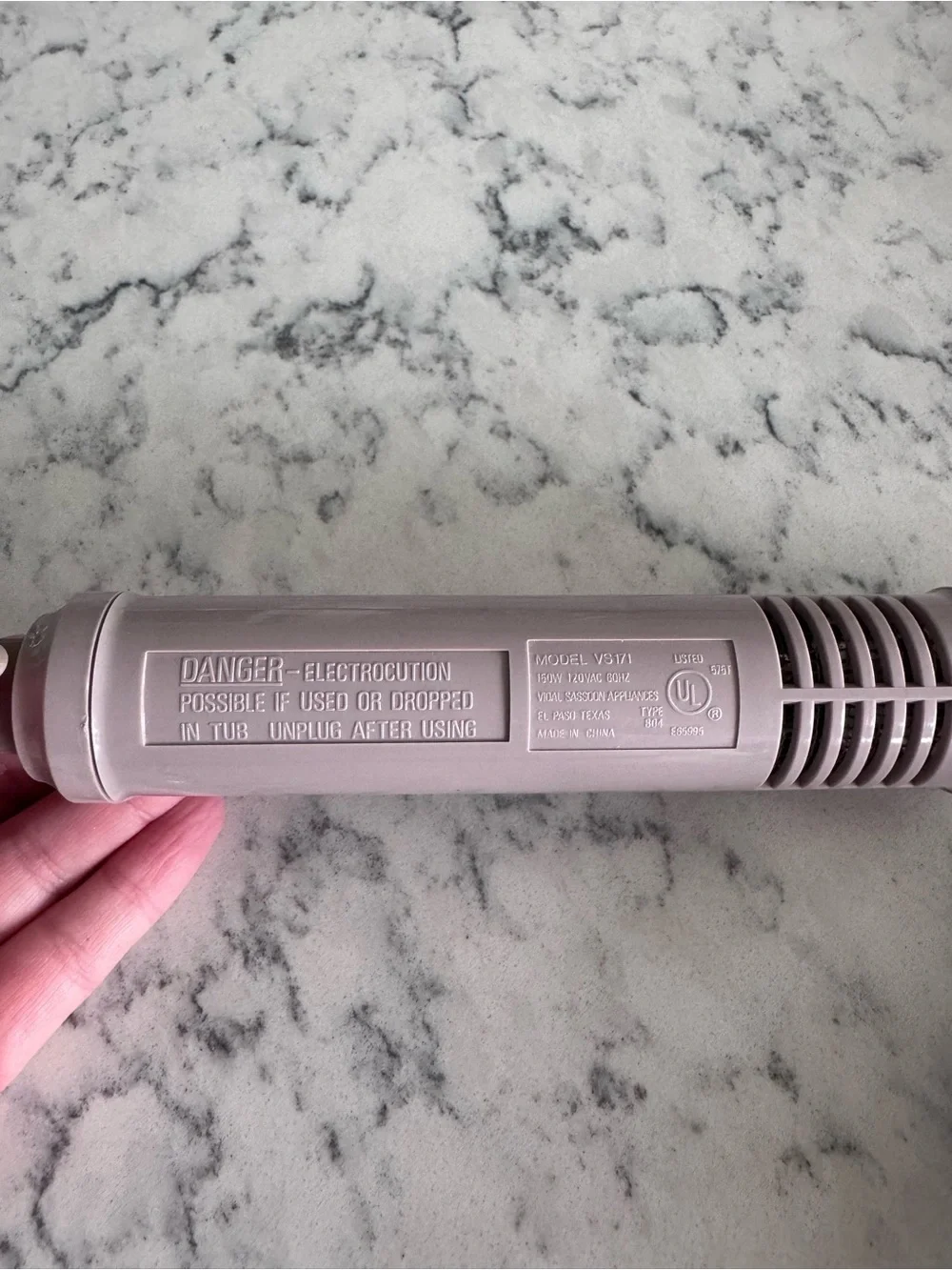 Vintage! Vidal Sassoon Mauve Pink Electric Small Barrel Hot Air Brush